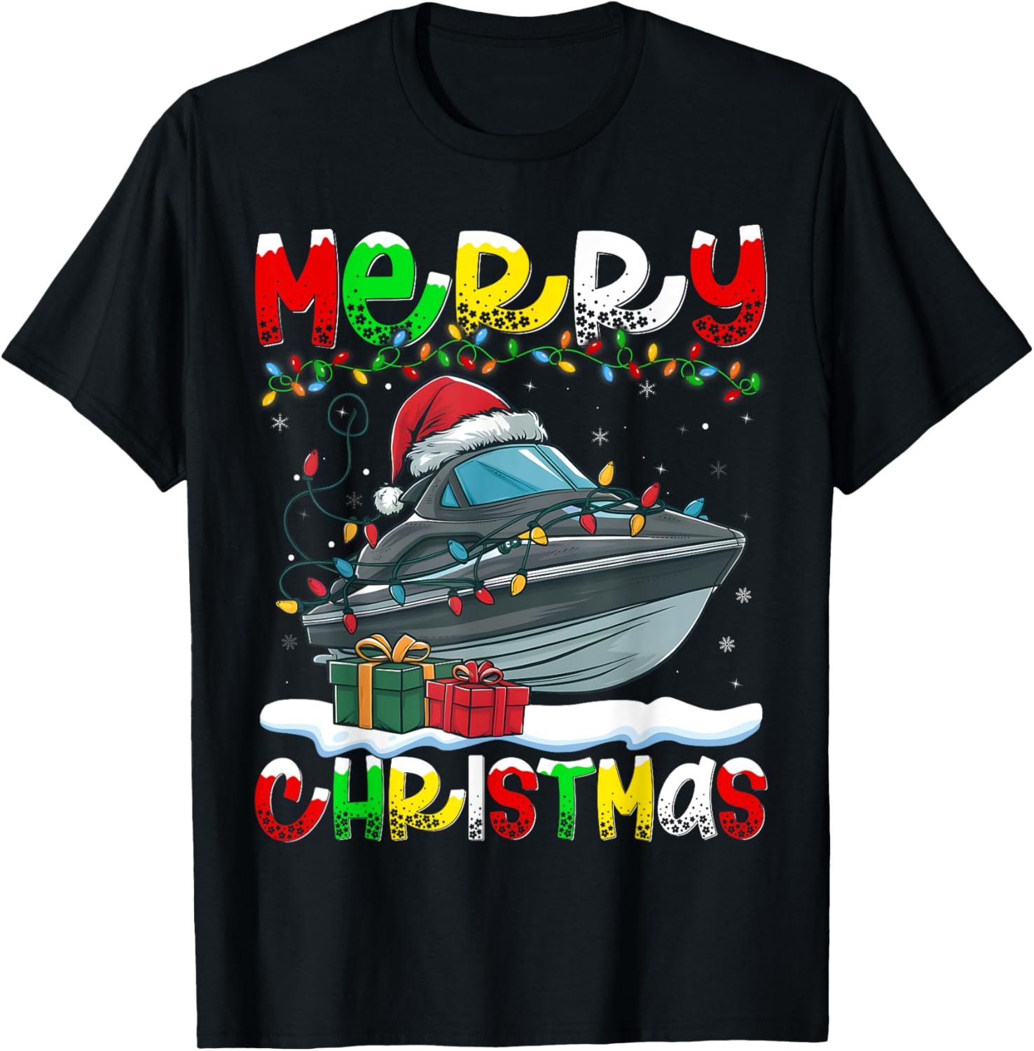 Xmas Lighting Santa Hat Jet Boat Merry Christmas