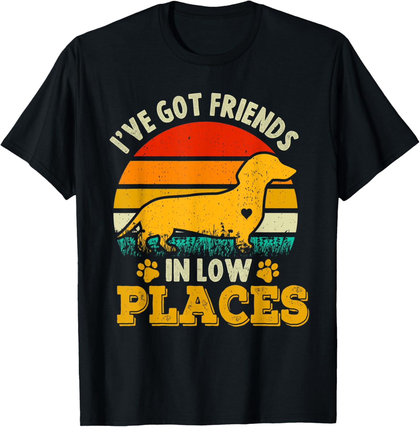 I've Got Friends In Low Places Funny Vintage Dachshund Dog