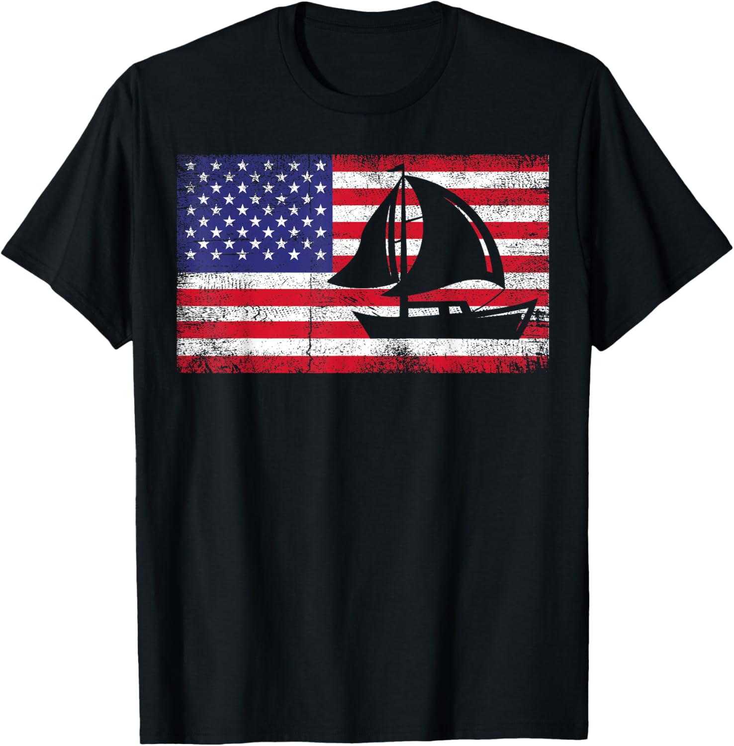 Vintage Sailor Usa Patriotic American Flag Sailboat Sailing
