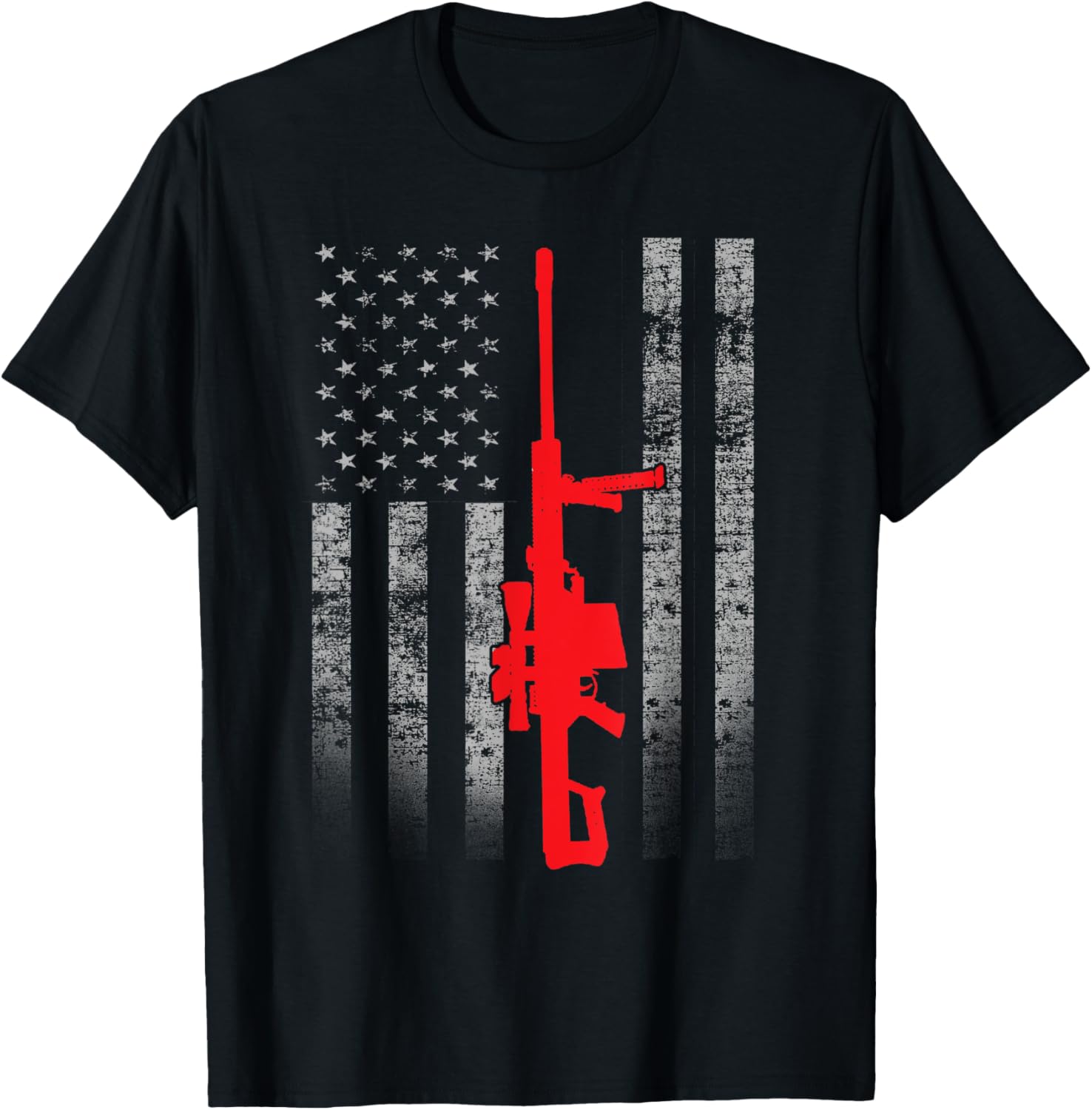 50 Caliber Sniper Rifle American Flag 50 Cal Gun Shirt Women Men