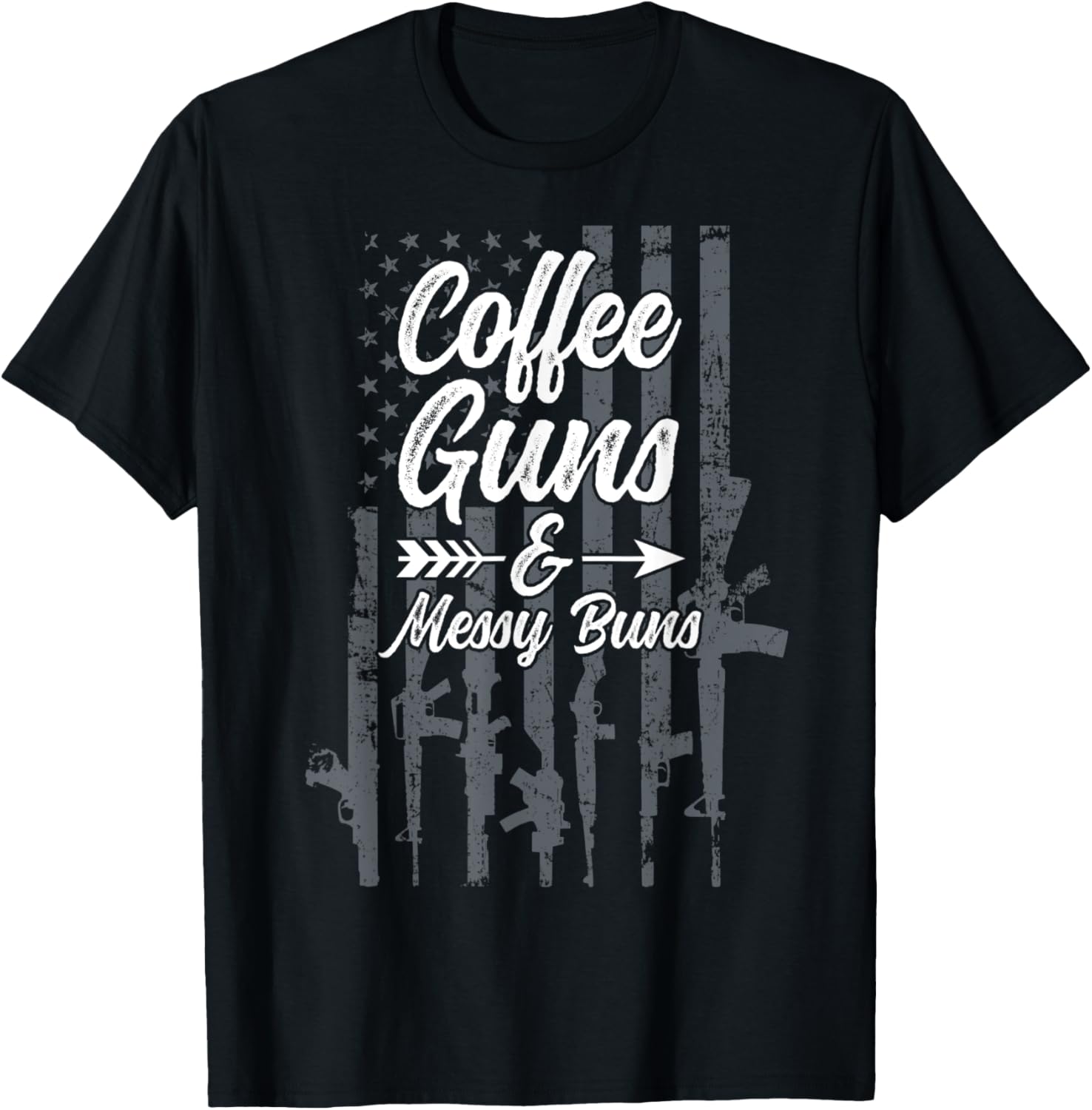Womens Coffee Guns Messy Buns Funny Usa Flag Pro Gun
