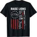 Raise Lions Patriotic Parenting Usa Ar15 Gun Flag Pro Guns T Shirt