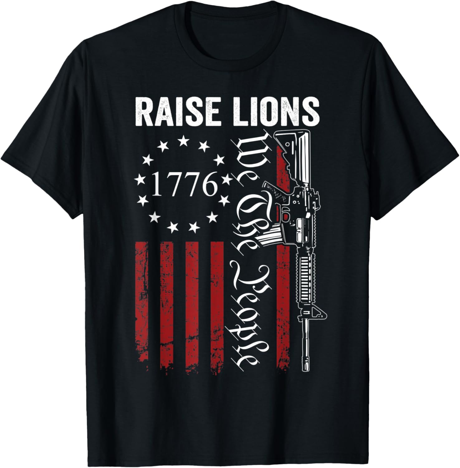 Raise Lions Patriotic Parenting Usa Ar15 Gun Flag Pro Guns T Shirt