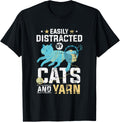 Easily Distracted By Cats And Yarn Crochet Knitting Grunge