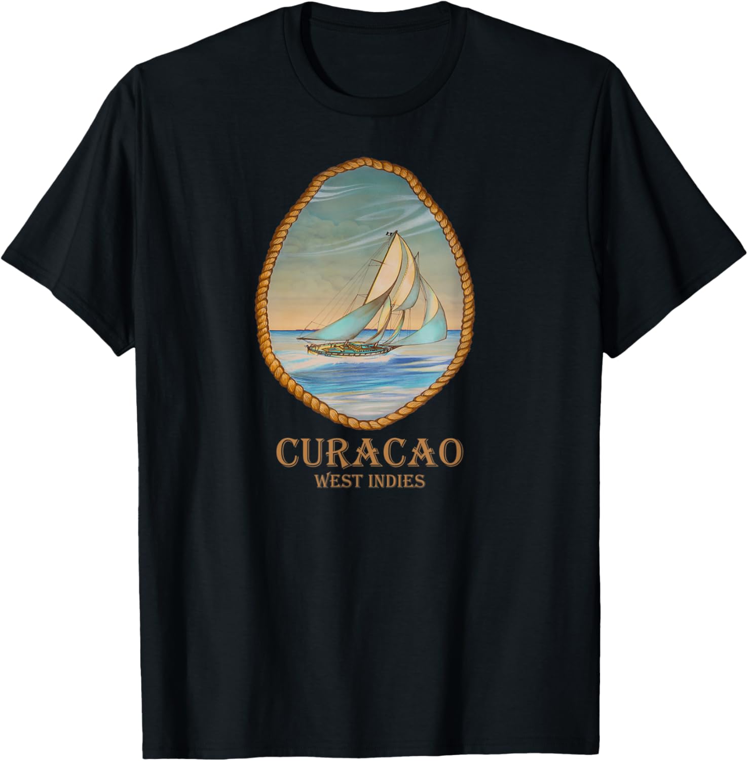 Curacao West Indies Vintage Retro Sailboat Vacation
