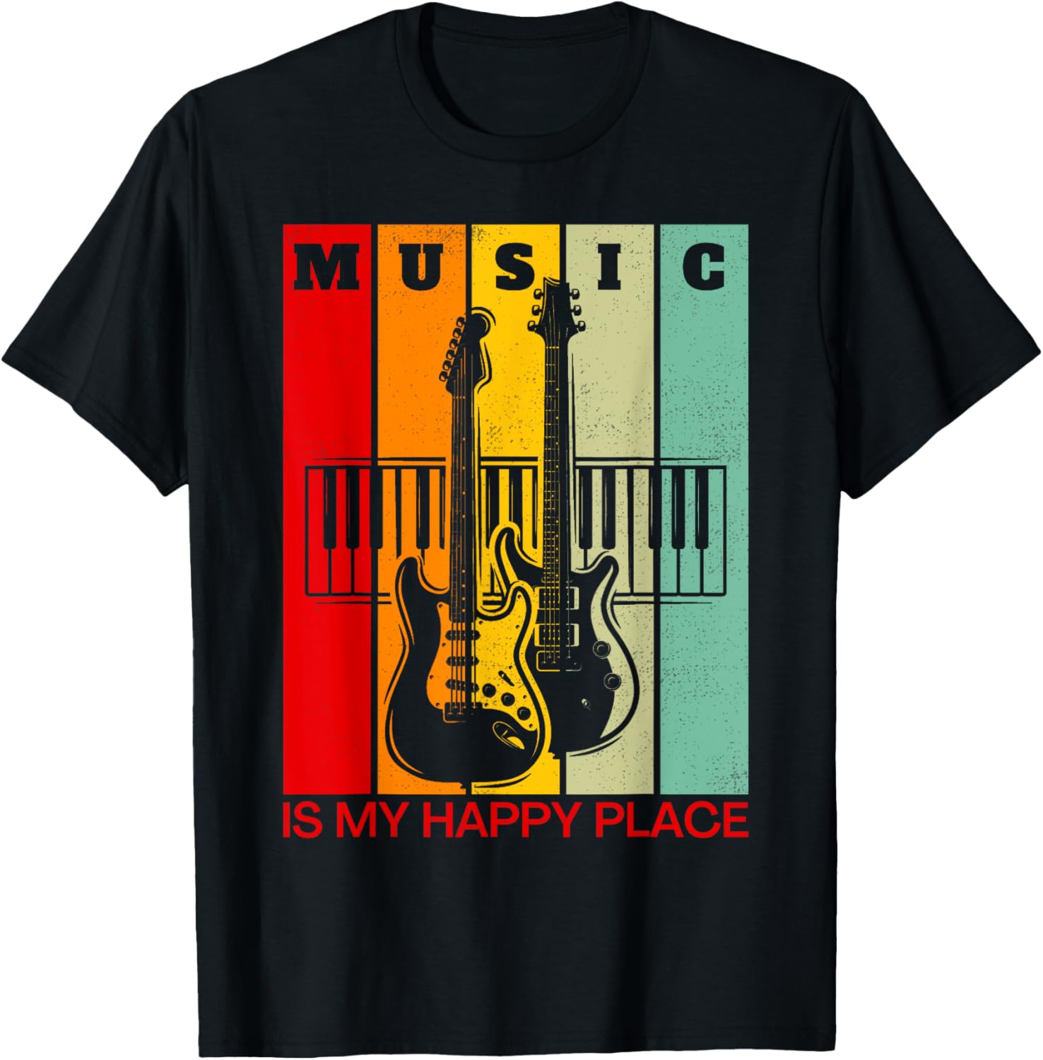 Music Happy Place Retro Guitarist Print