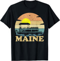 Vintage Sunset Lake Maine Pontoon Boat Boating