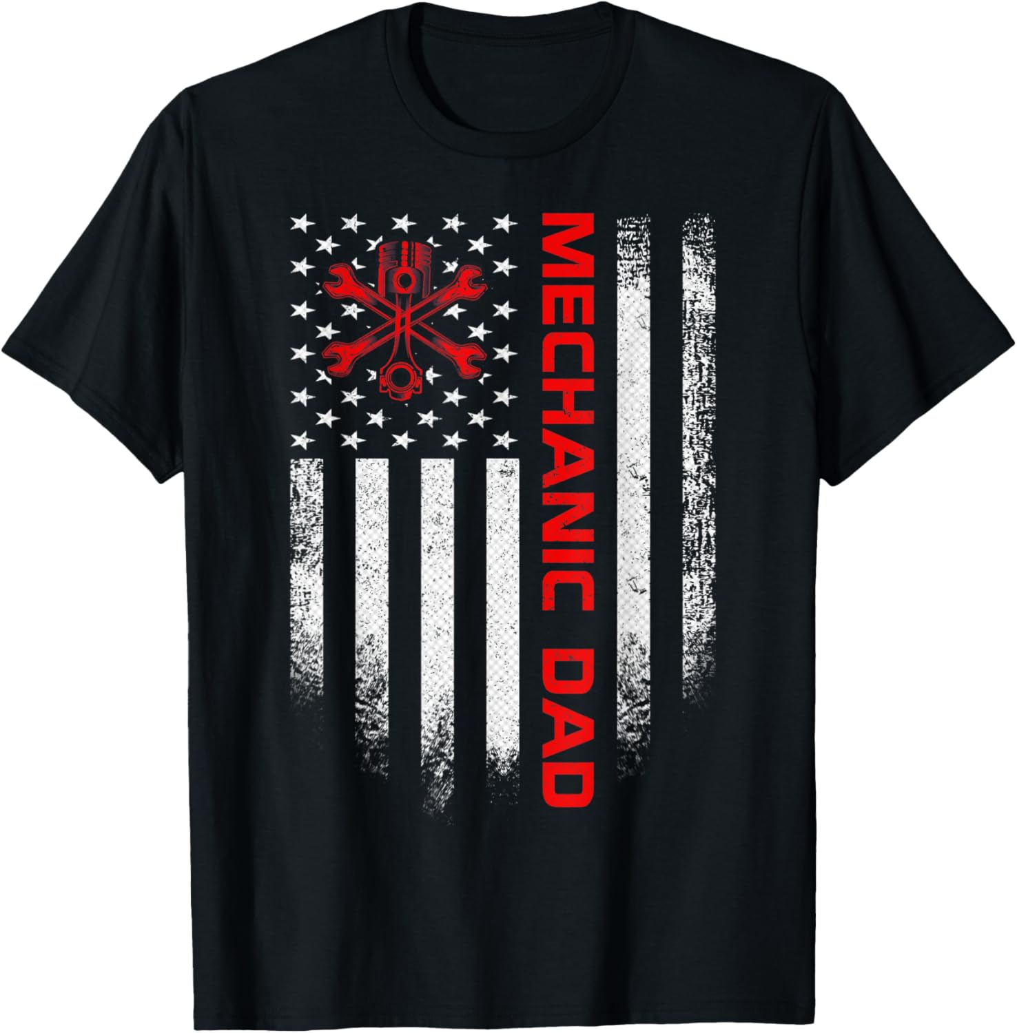 Vintage American Flag Diesel Mechanic Dad Silhouette Funny