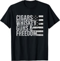Cigars Whiskey Guns Freedom T Shirt Flag Tee