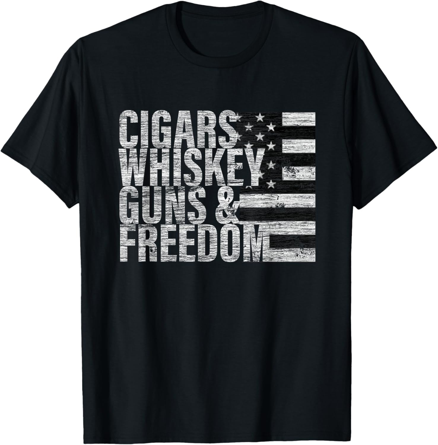 Cigars Whiskey Guns Freedom T Shirt Flag Tee