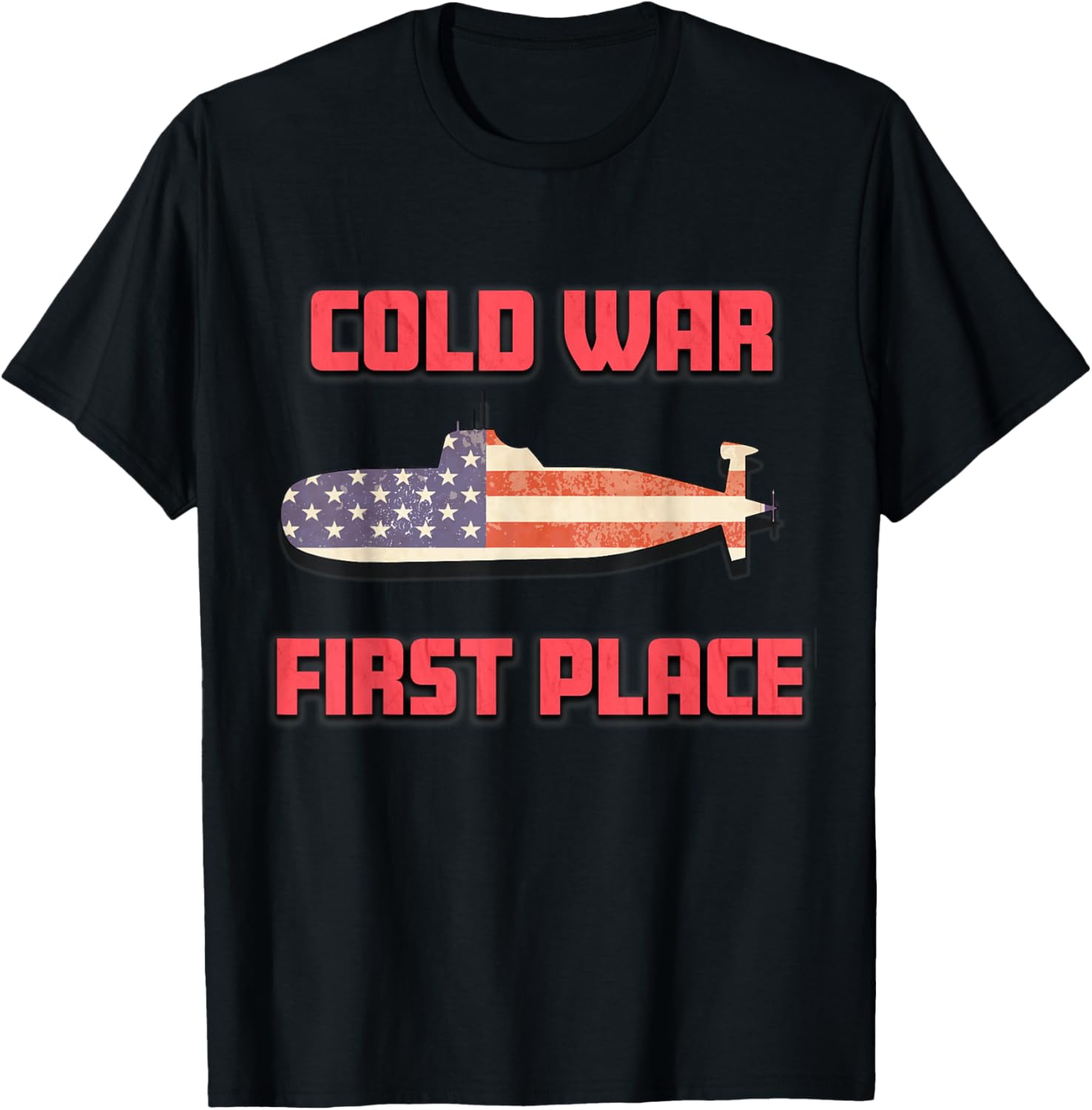 Cold War First Place Submarine American Flag T-Shirt for Women Kids Men