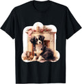 Black and White Dog Laying in Front of Fireplace T-Shirt for Men Women Kids