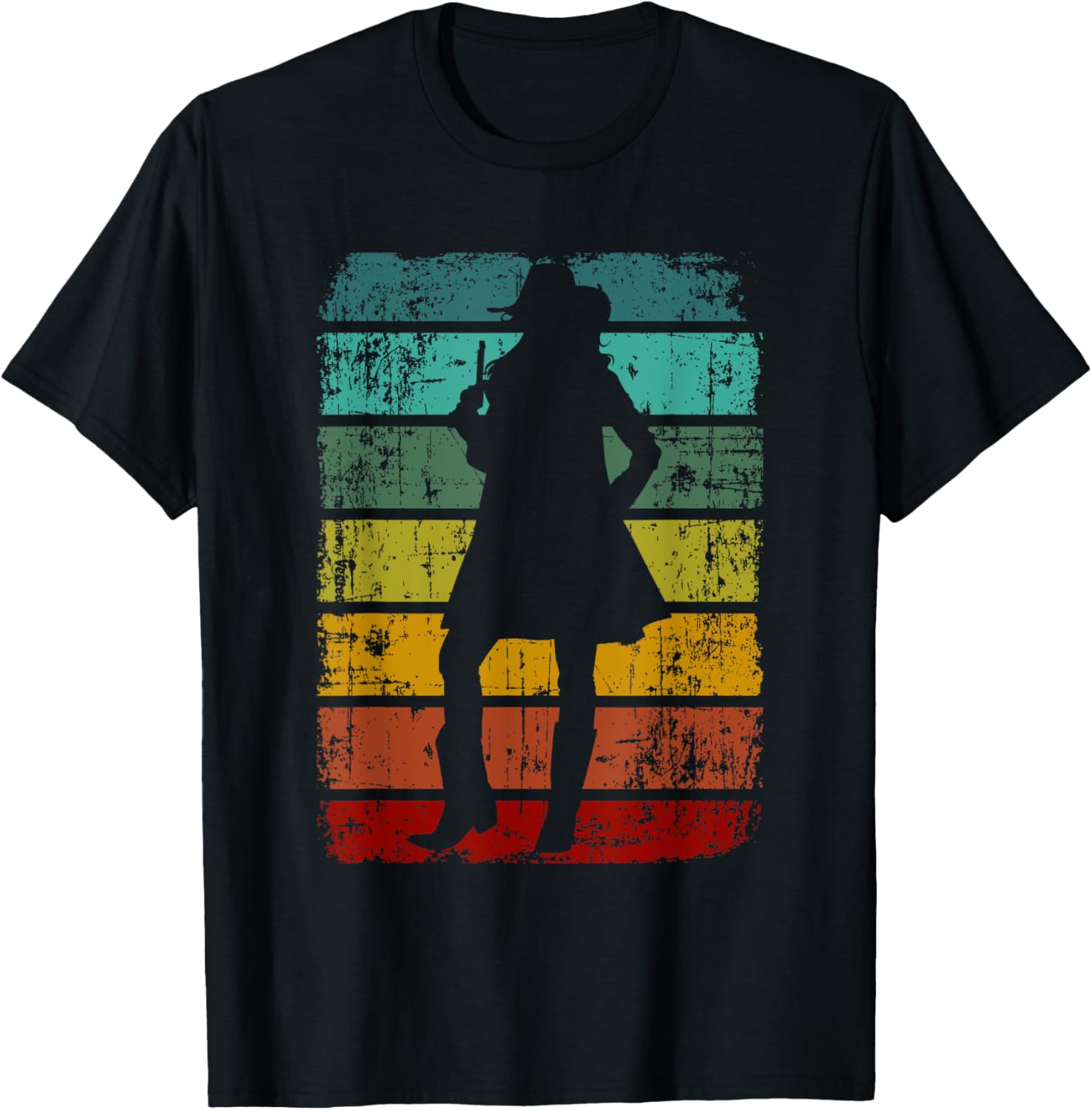 Retro Cowgirl With Gun Distressed