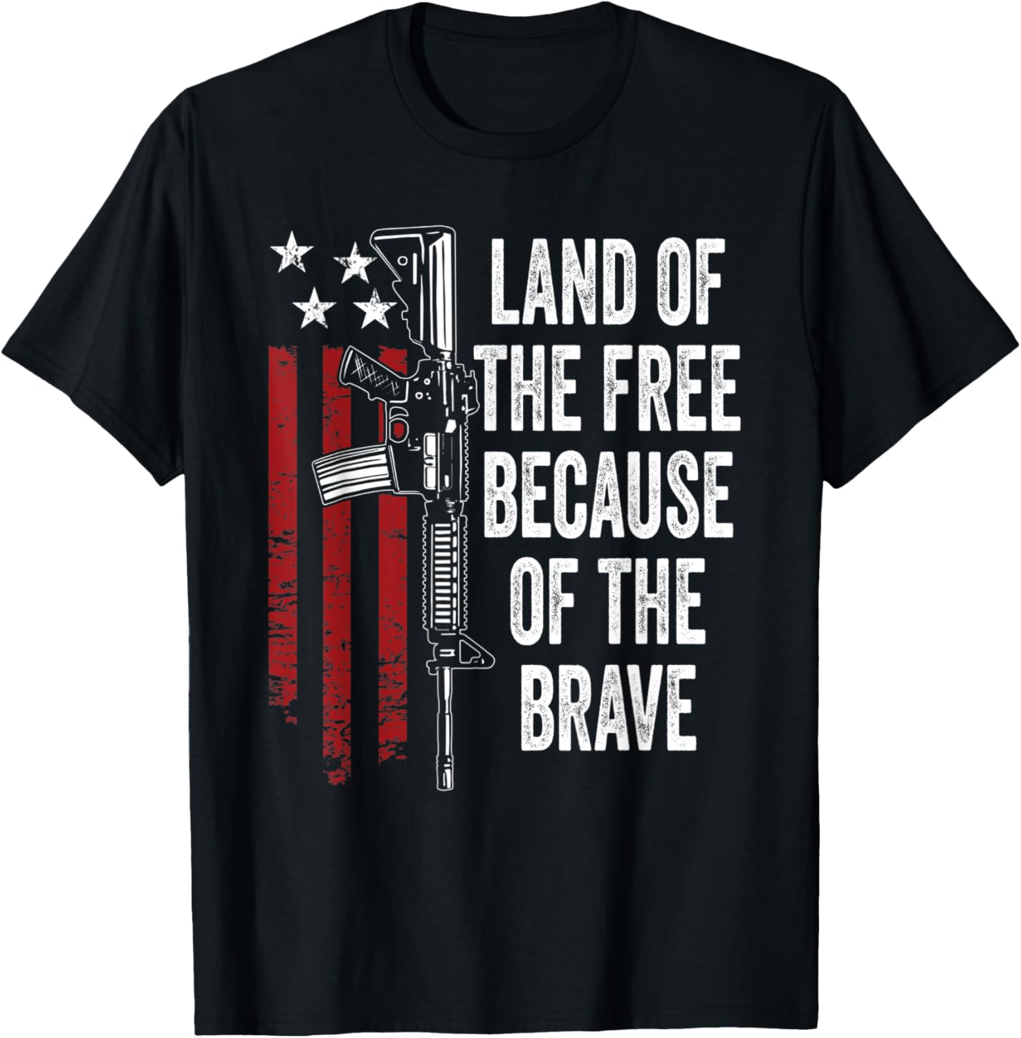 Land Of Free Because Of Brave Usa Ar15 Gun Flag