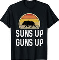 Mens Boar Hunter Funny Hog Hunting Shirt Suns Up Guns Up