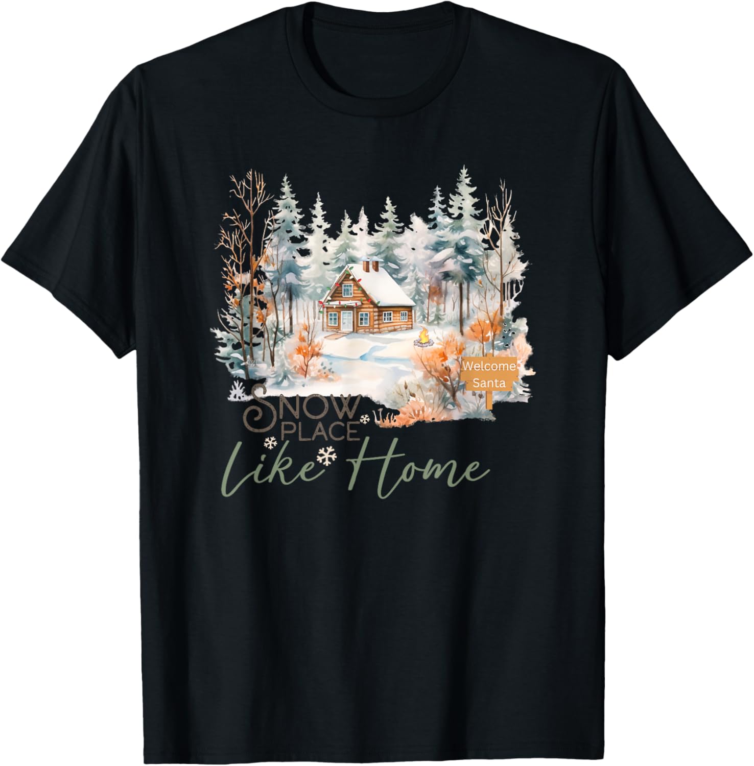 Country Camping Cabin Christmas Snow Place Home Winter Santa