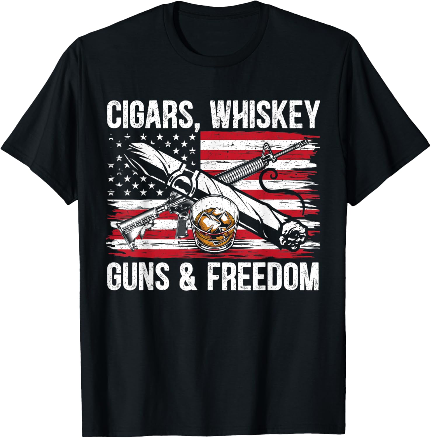 Mens Cigars Whiskey Guns Freedom