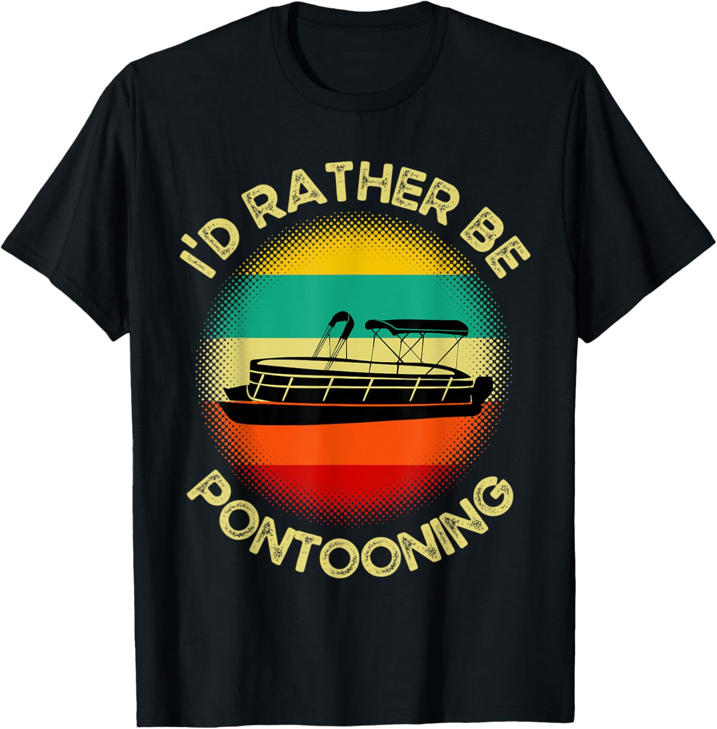 I D Rather Be Pontooning Vintage Retro Sunset