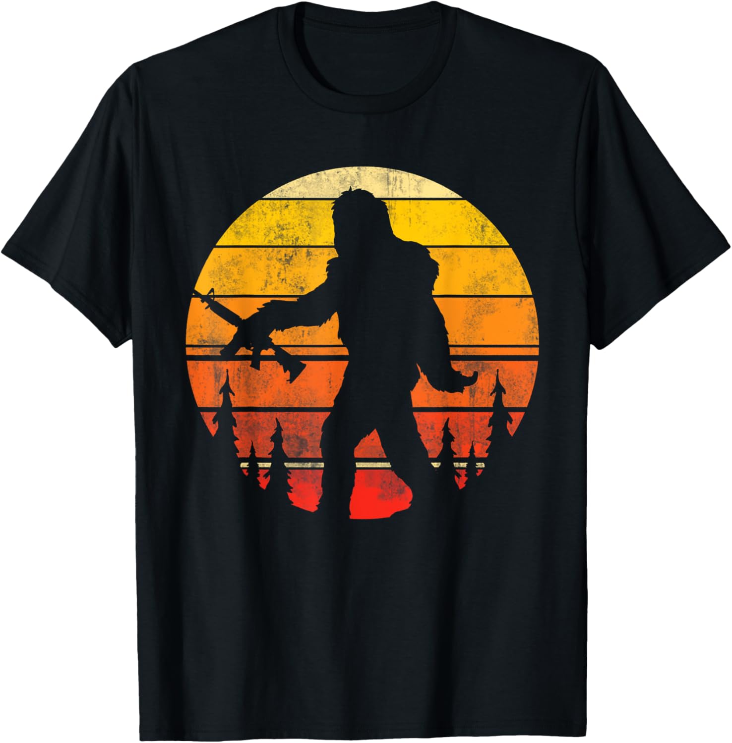 Patriotic American 2Nd Amendment Sasquatch Gun Retro Bigfoot