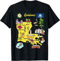 Hand Drawn Illustration of Louisiana Map Tourist places, USA