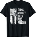 Cigars Whiskey Guns Freedom Usa Flag Funny Gun Drinking T Shirt Women
