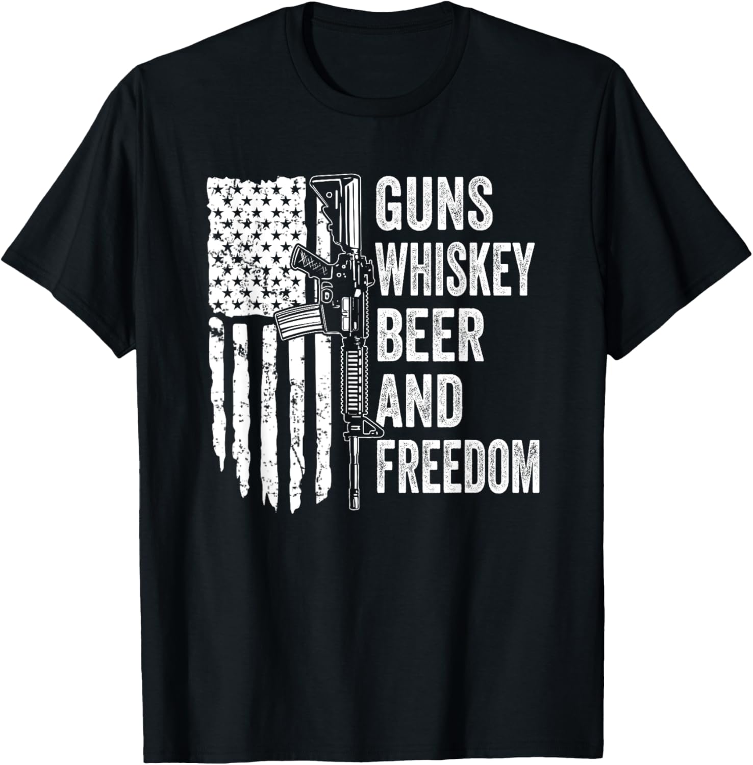 Cigars Whiskey Guns Freedom Usa Flag Funny Gun Drinking T Shirt Women