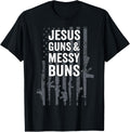 Jesus Guns Messy Buns Womens Christian God Usa Gun Flag