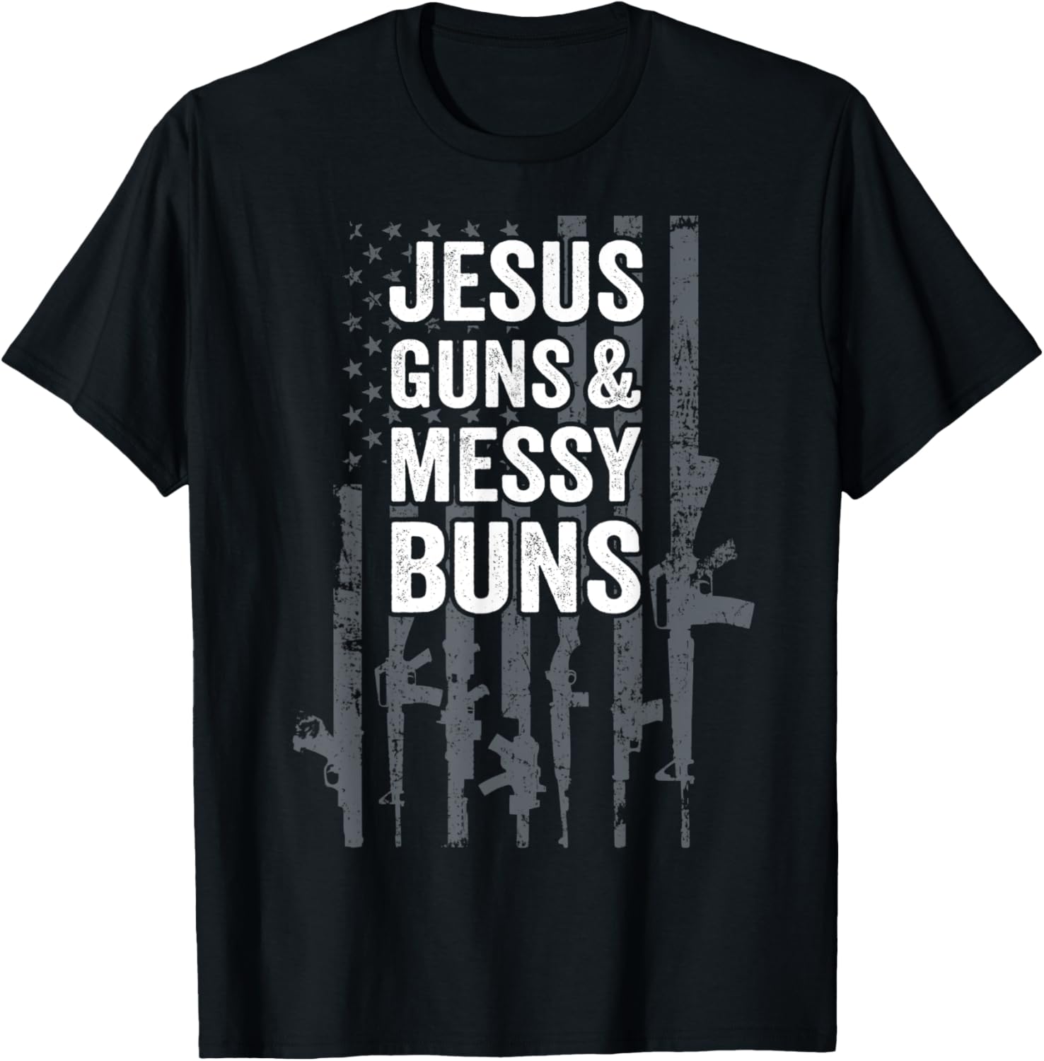 Jesus Guns Messy Buns Womens Christian God Usa Gun Flag