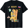 Hand Drawn Illustration of Mississippi Map, Tourist places
