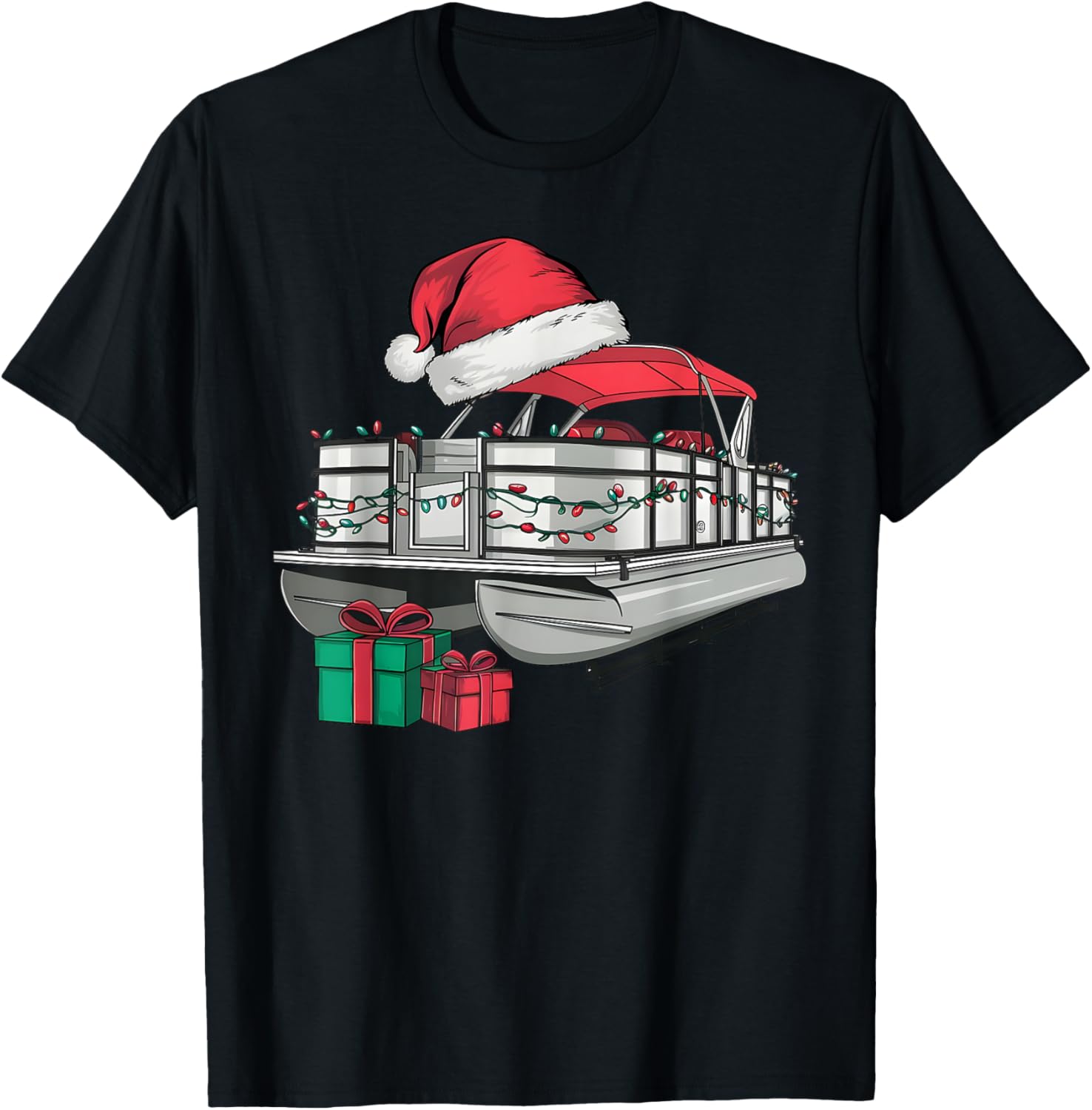 Xmas Lighting Santa Hat Pontoon Boat Christmas