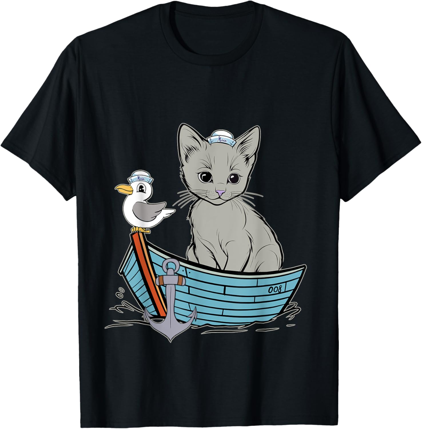 Cat Sailor Child Maritime Seagulls Boat Moin Men
