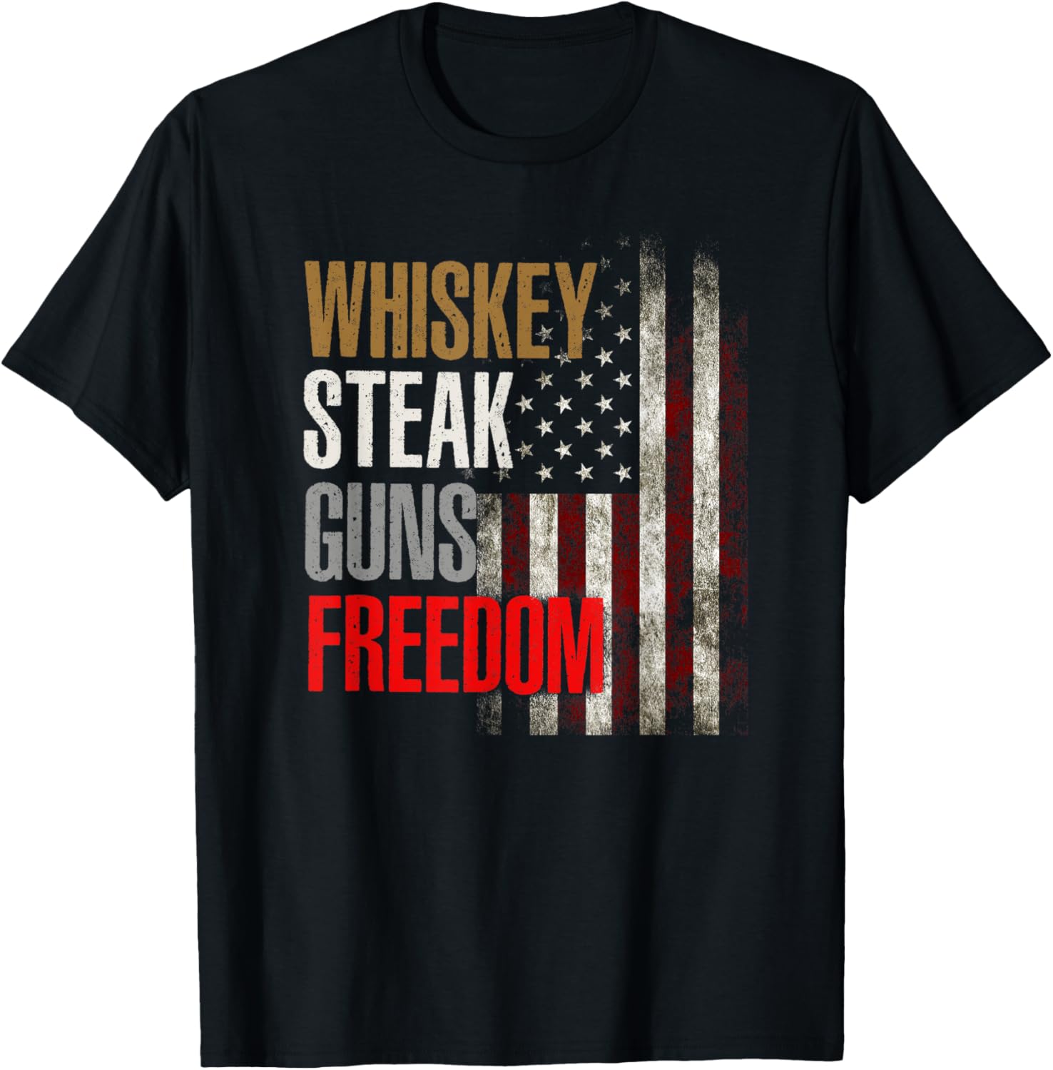 Patriotic American Flag Whiskey Steak Guns And Freedom
