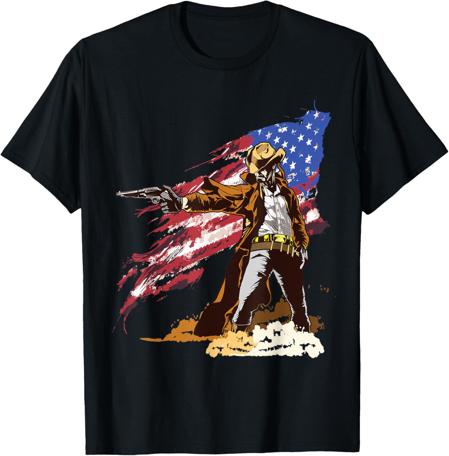 Patriotic American Flag Wild West Gunslinger Revolver Cowboy