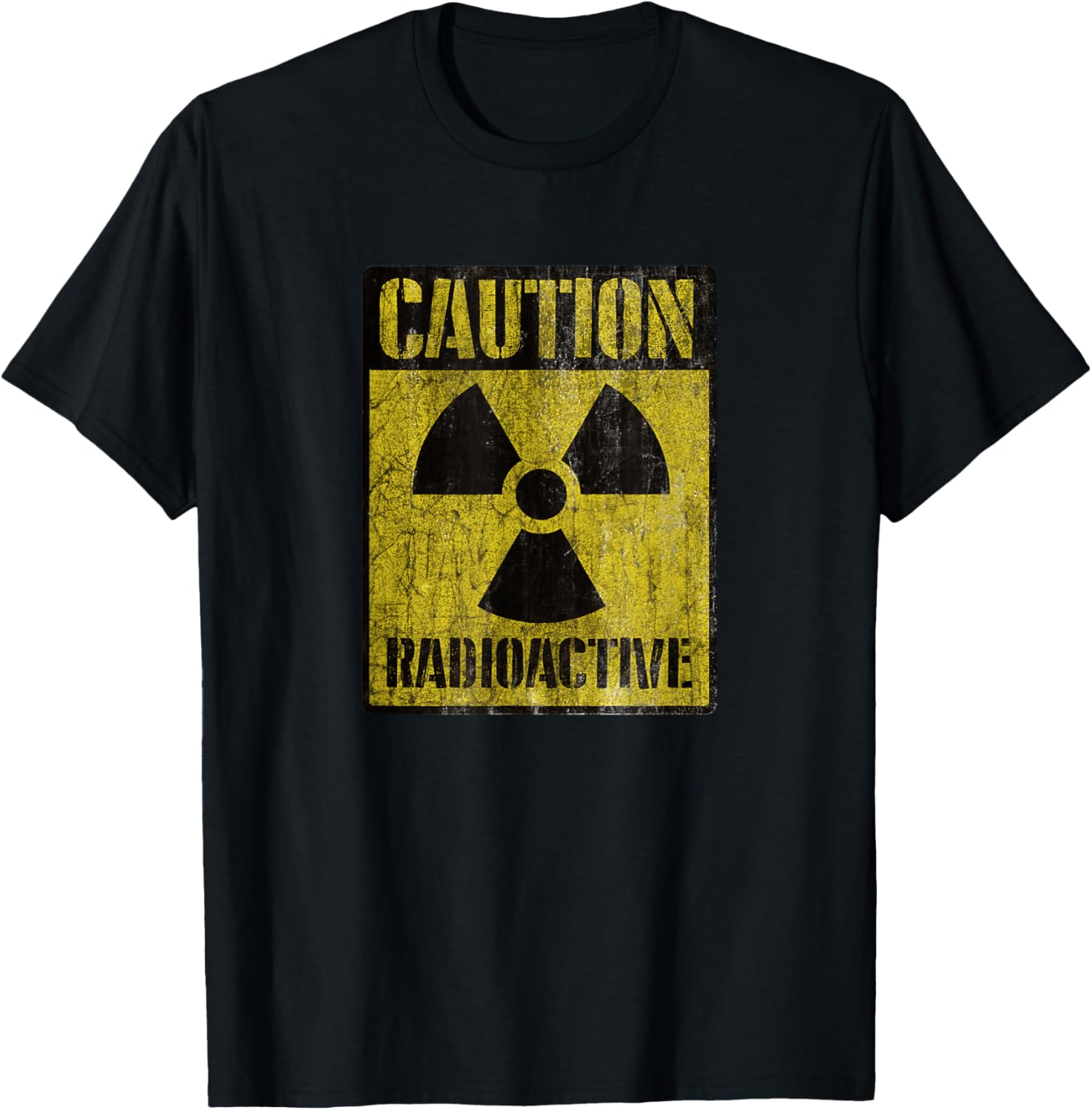 Grunge Caution Radioactive T Shirt - Distressed