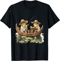 Cute Frogs Fishing Reading On Boat Design