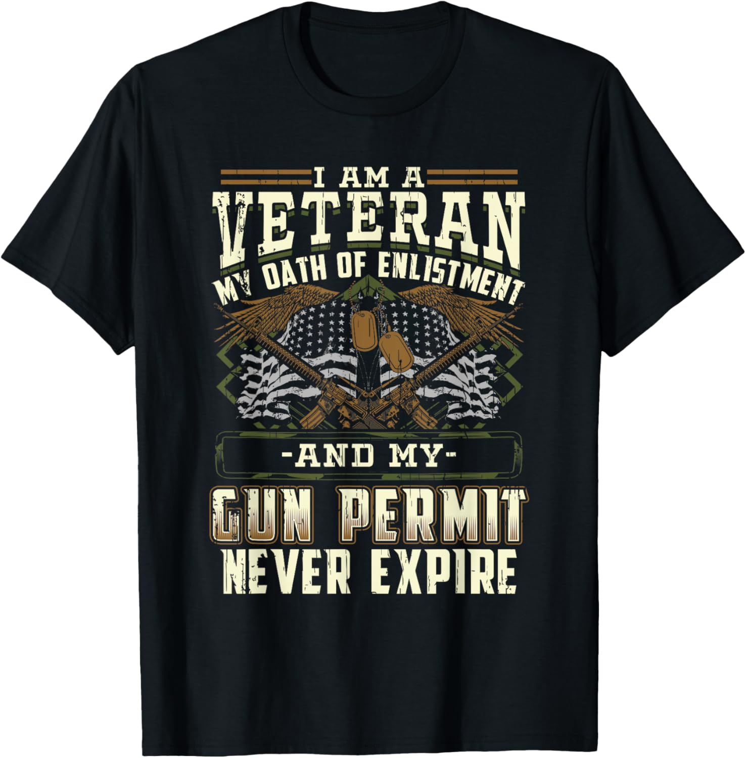 Military Veteran Oath Of Enlistment Gun Permit T Shirt