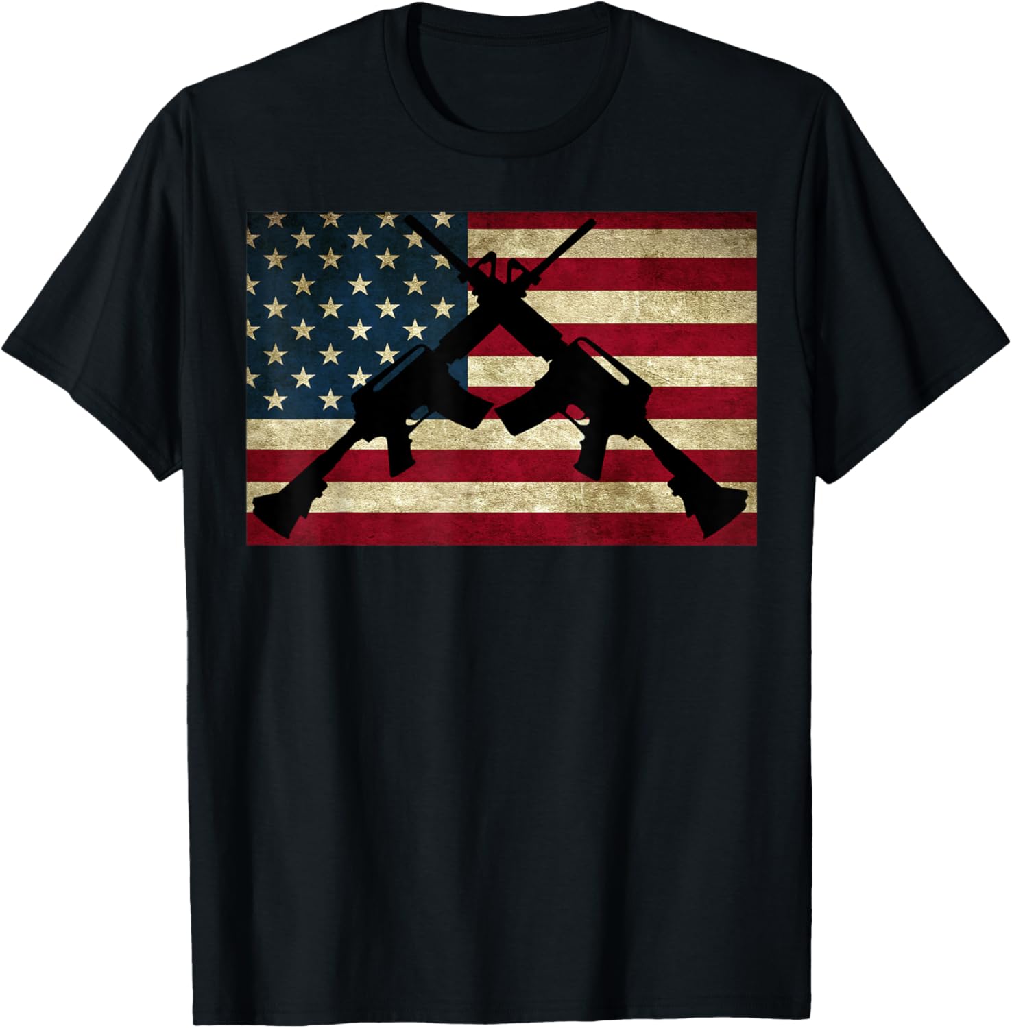 Stars Rifles Patriotic American Flag Gun Picture T Shirt Women Men