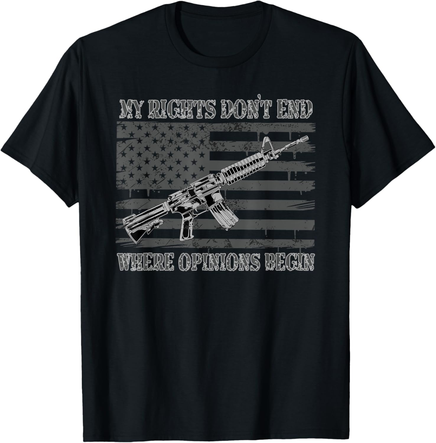My Rights Dont End Ar15 2Nd Amendment Us Flag Pro Gun