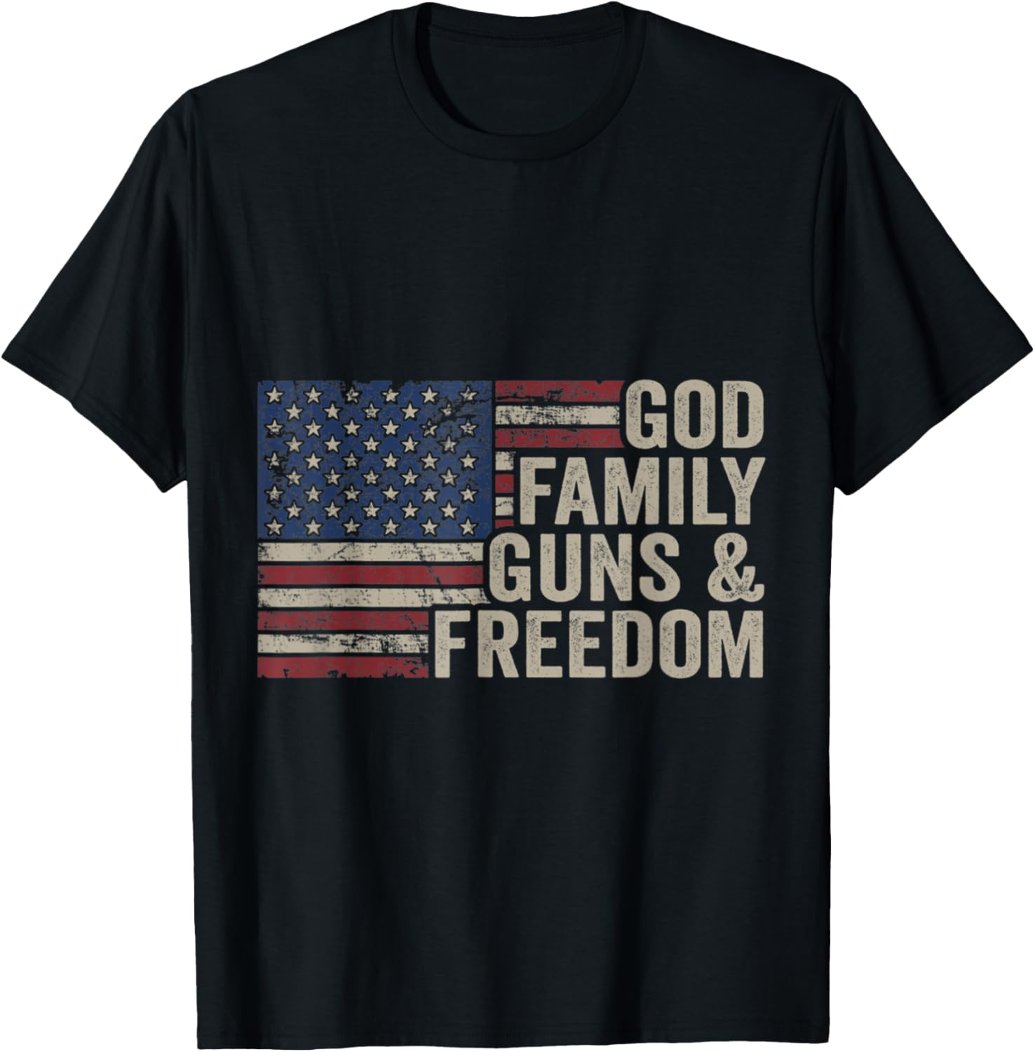 God Family Guns Freedomm Gun Vintage Usa Flag T Shirt Women Men