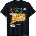 Hand Drawn Illustration of Connecticut Map, Tourist places