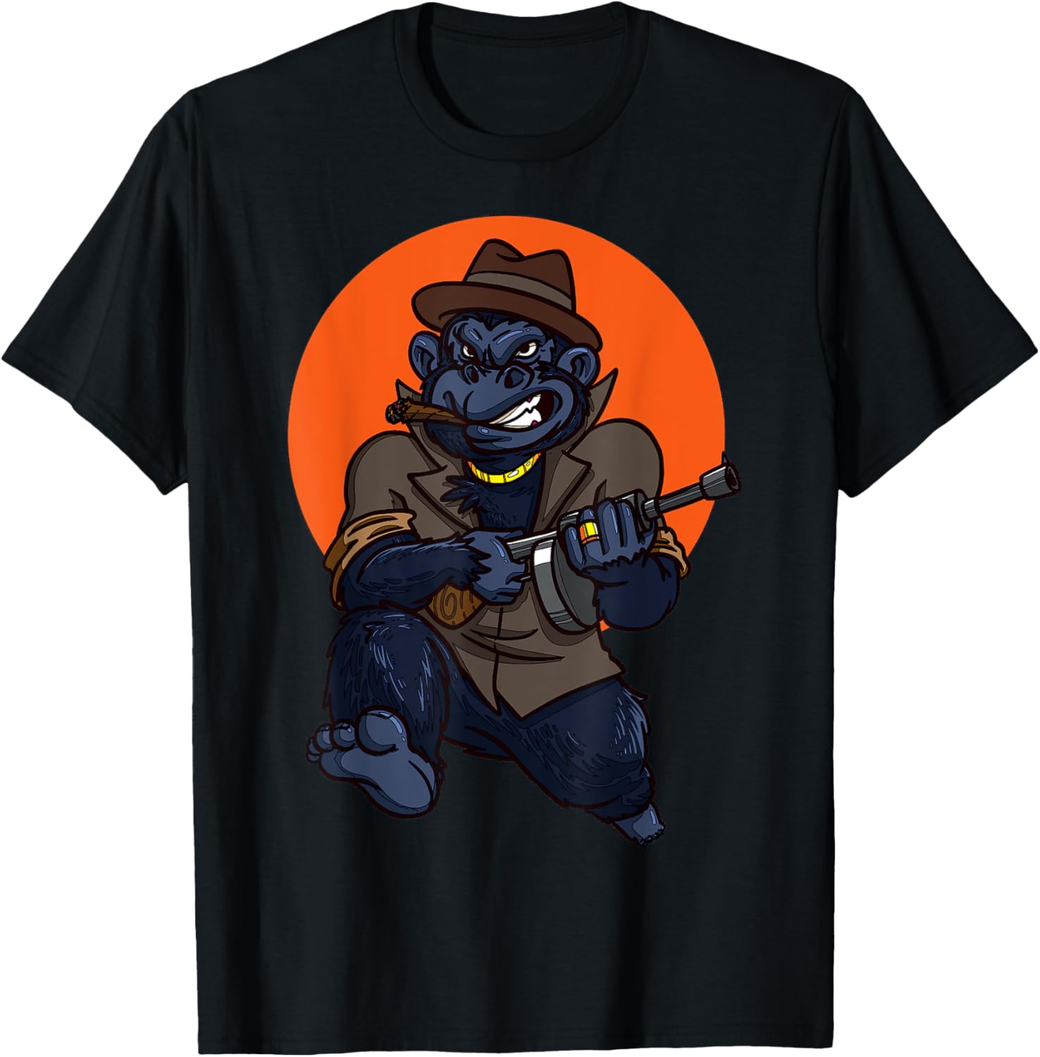 Fierce Cartoon Gorilla King Holding A Gun