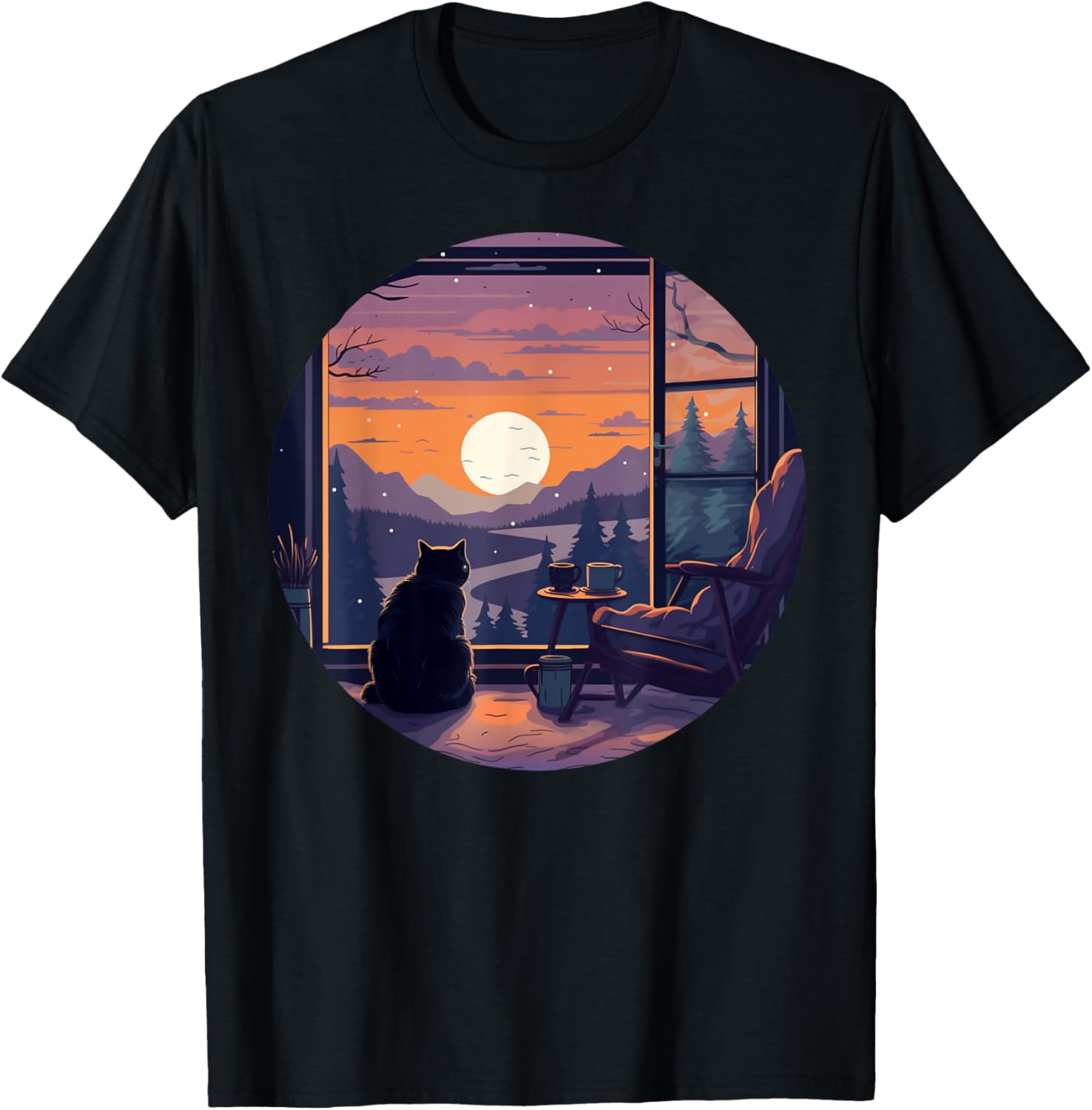 Cozy costume, a cat snuggles up to face the cold season T-Shirt for Men Women Kids