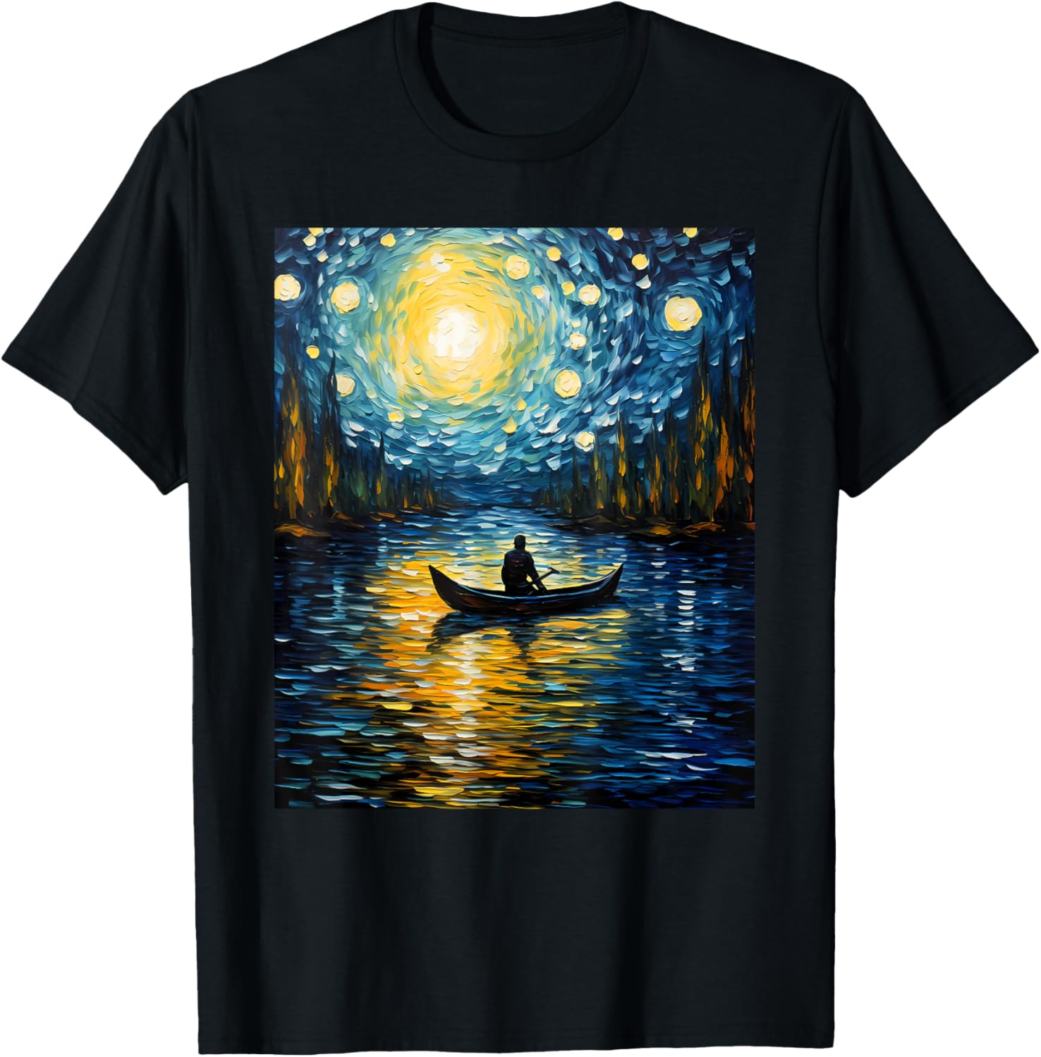 Aesthetic Surrealism Starry Night Canoeing Boating