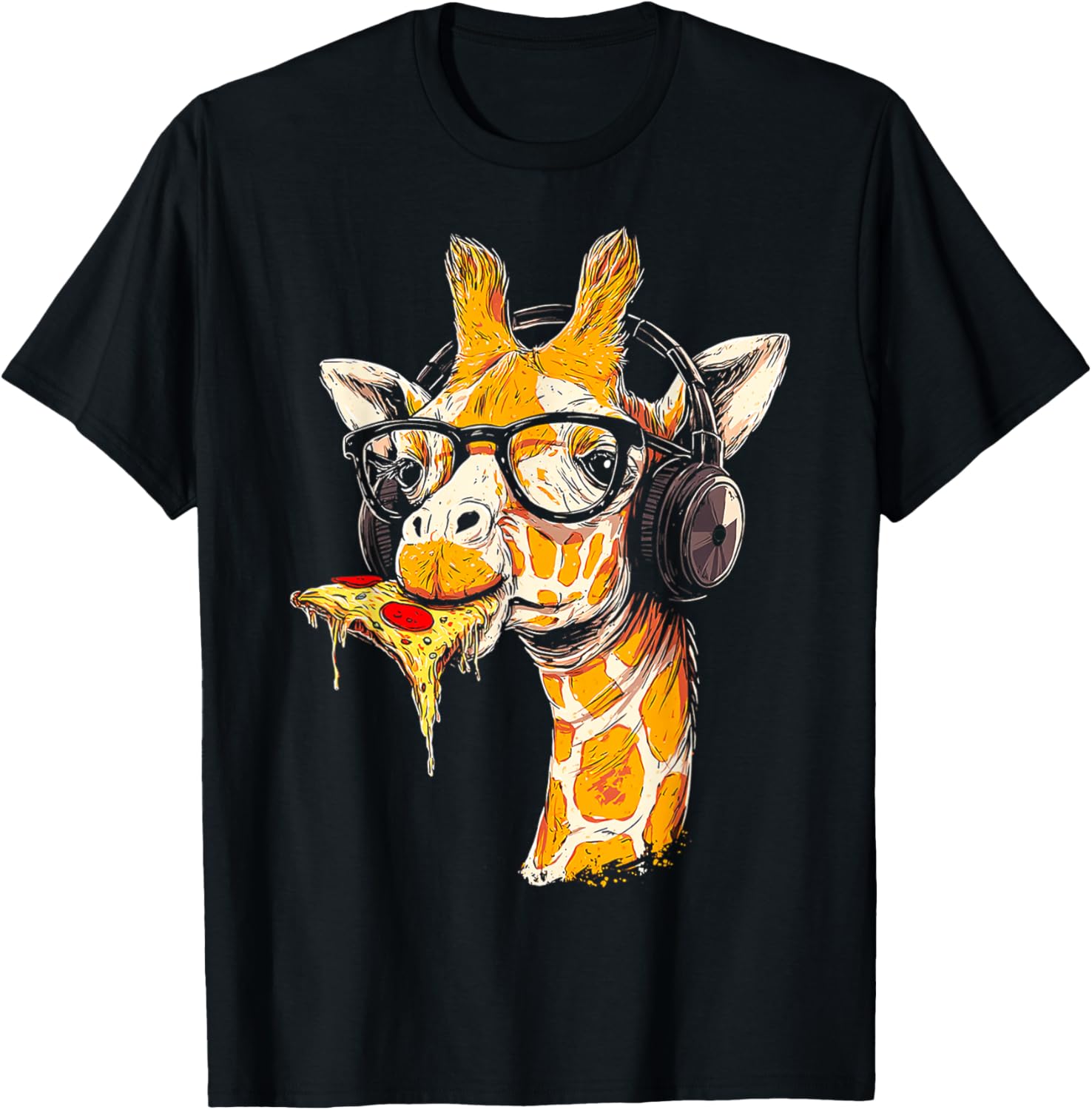 Giraffe Eating Pizza Headphone Animal Graphic Giraffe