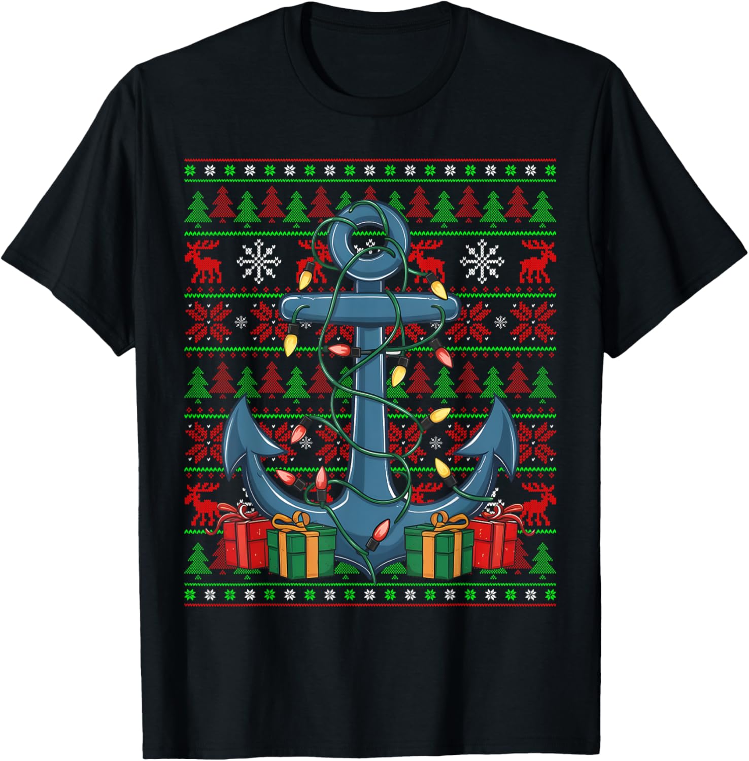 Xmas Lights Ugly Santa Hat Boat Anchor Christmas