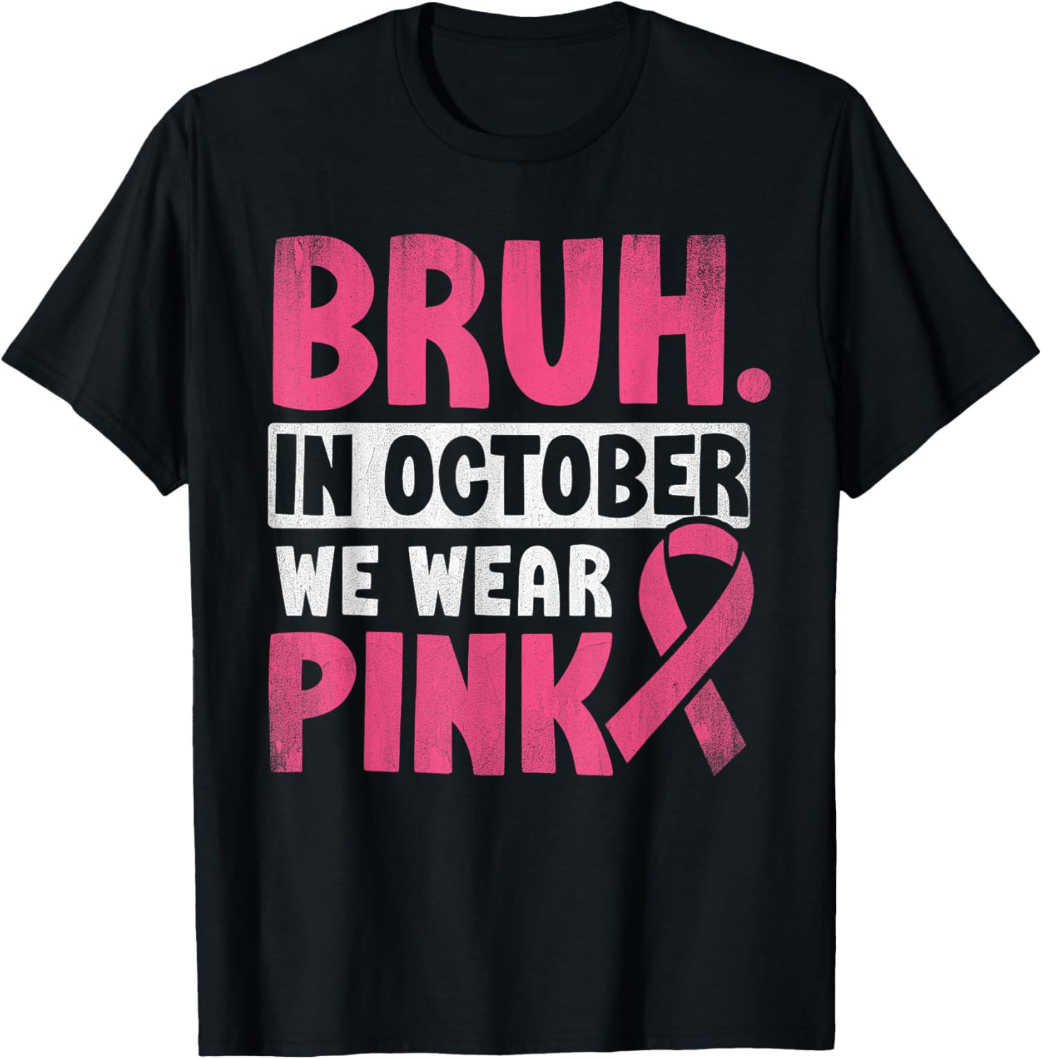 Breast Cancer Shirts for Kids Boys Bruh In October Wear Pink
