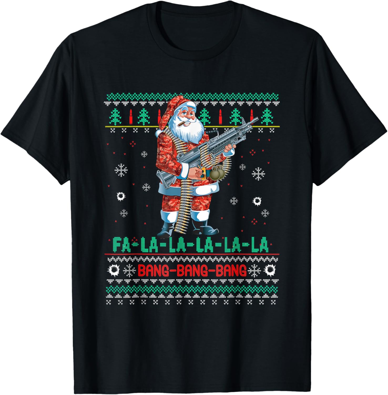 Machine Santa Claus Gun Lover Ugly Christmas Sweater