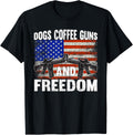 Dogs Coffee Guns Freedom Funny Pro Gun American Flag T Shirt Women