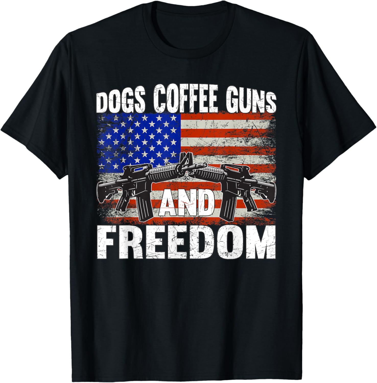 Dogs Coffee Guns Freedom Funny Pro Gun American Flag T Shirt Women