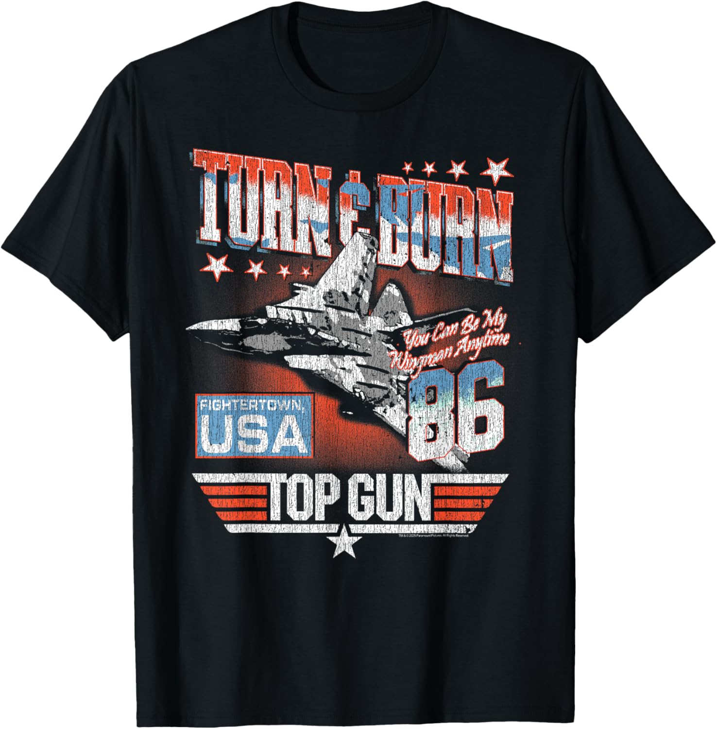 Top Gun Turn Burn Distressed Vintage Classic Action Movie